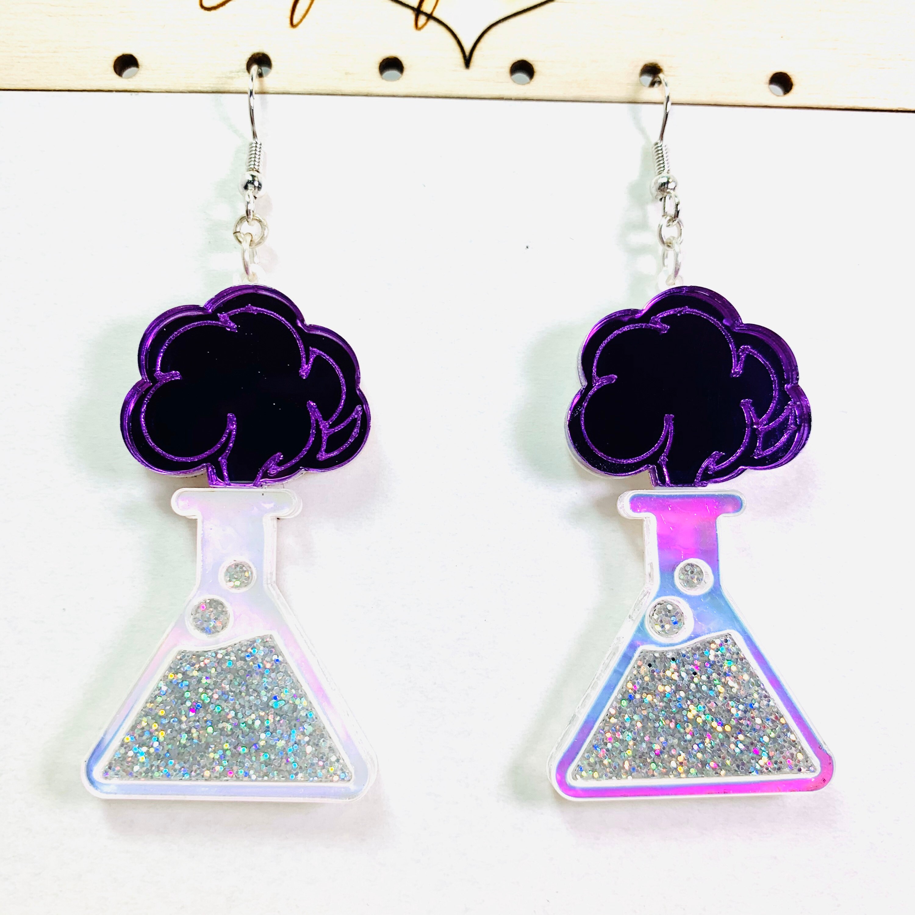 Science Lab Flask Acrylic Earrings Glitter Iridescent Nerd Etsy Australia