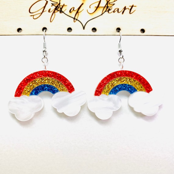 Acrylic rainbow earrings deals