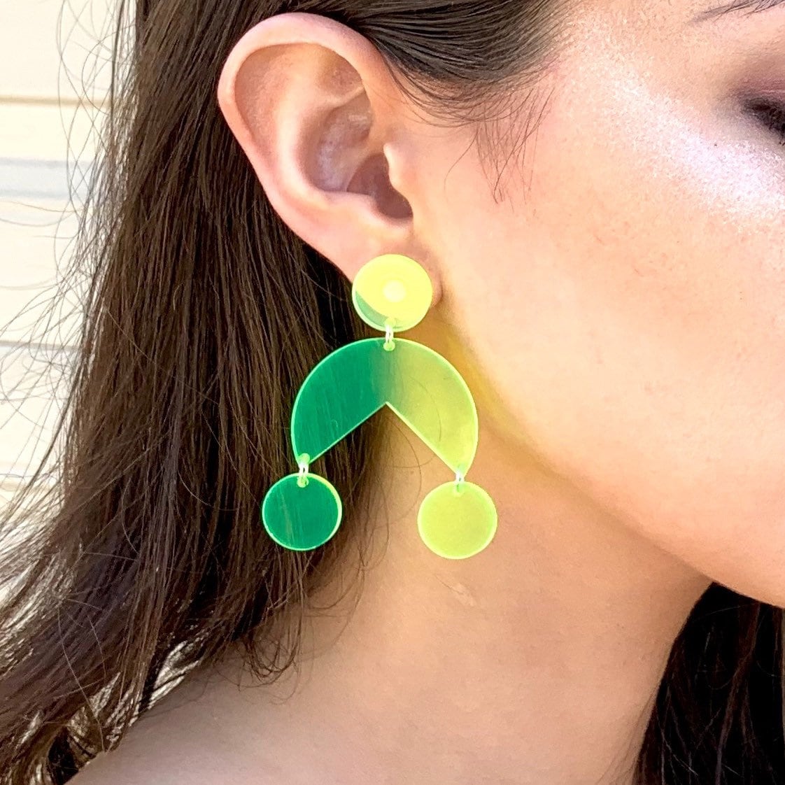 Neon Green Geometric Acrylic Earrings 