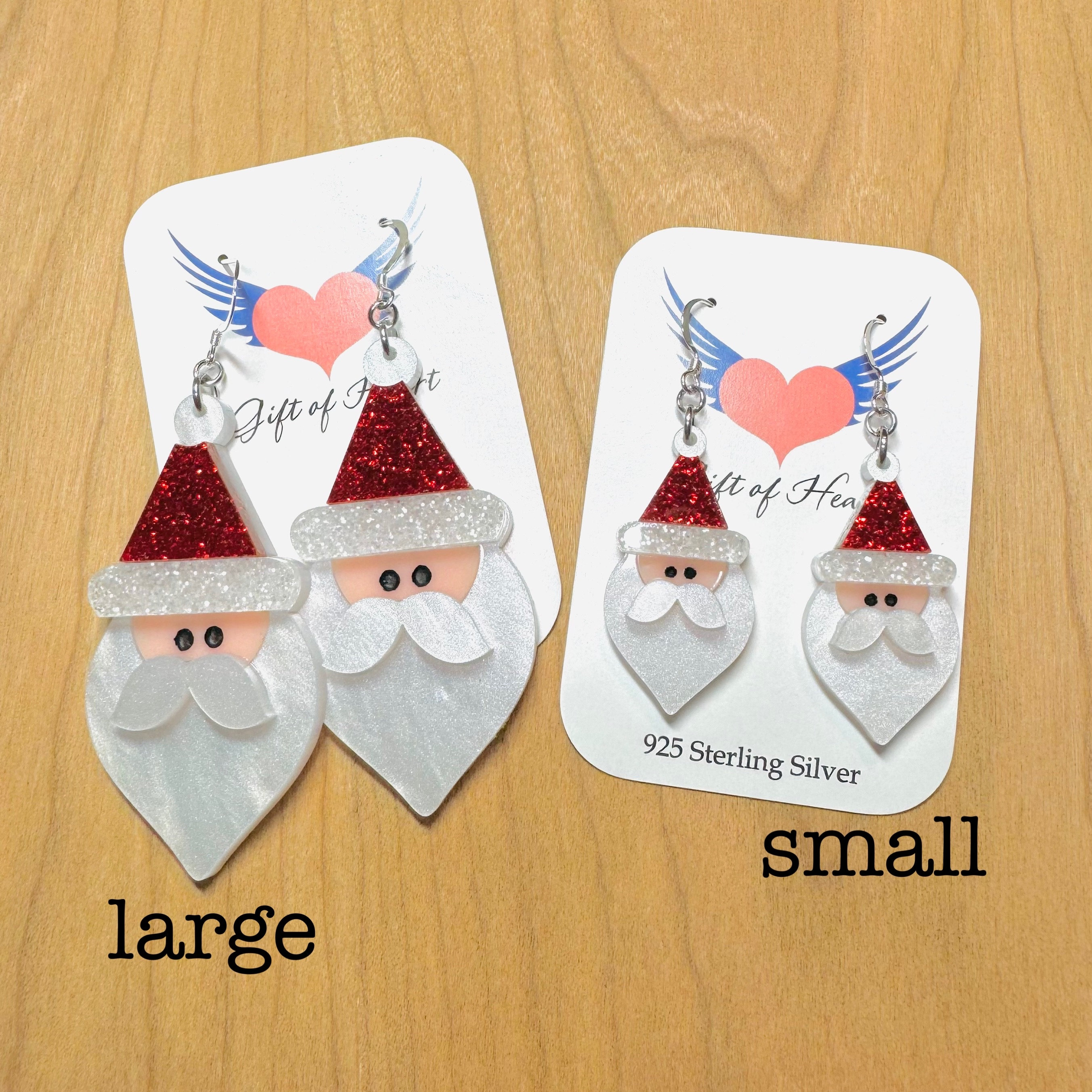 Christmas Santa Clause Acrylic Earrings, Holiday Festive Statement Earrings Pierced or Clip-on