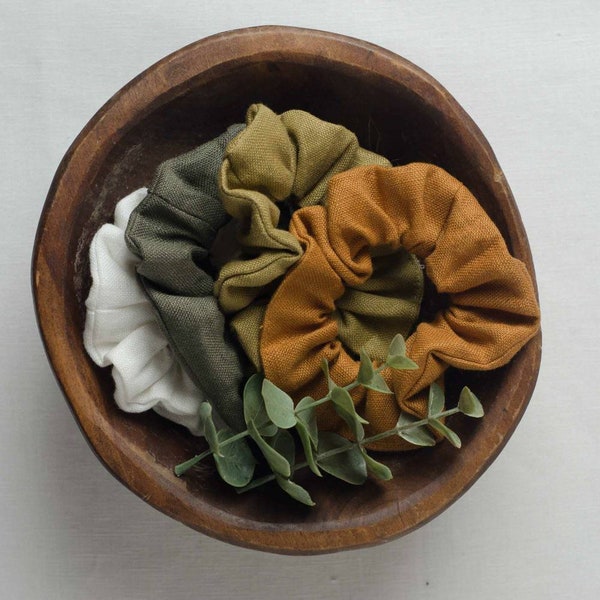 Linen Scrunchies | Set of 3 (3pcs) | Hair ties | OEKO-TEX