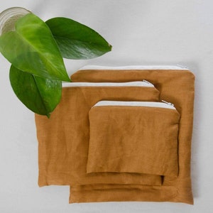 Zippered Linen PUL Bags Snack Bags Wet Bags Bread Bags OEXO-TEX Cloth Kitchen Washable Rust