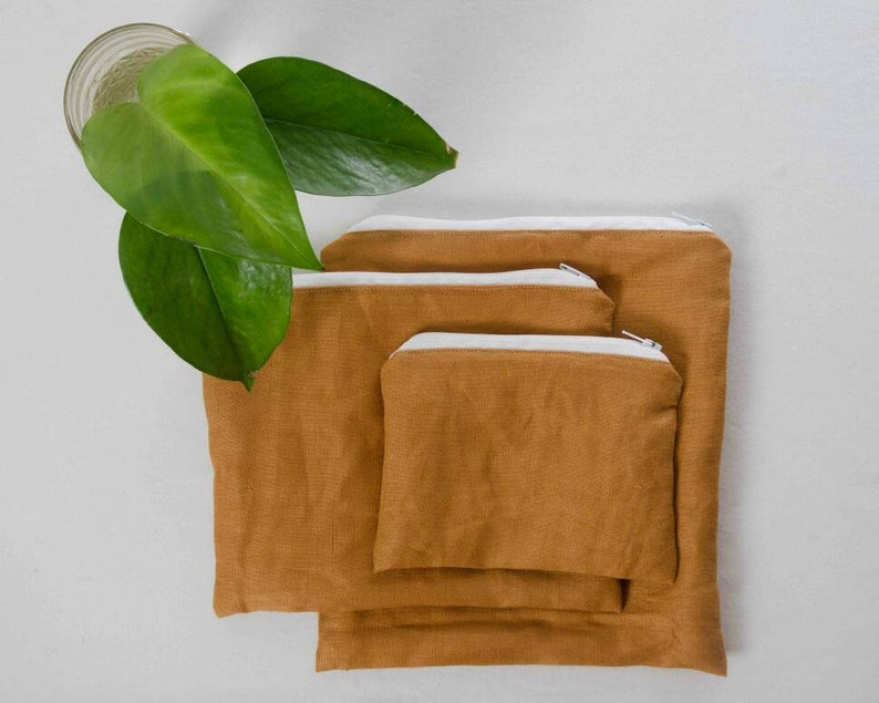 Zippered Linen PUL Bags Snack Bags Wet Bags Bread Bags OEXO-TEX Cloth Kitchen Washable Rust