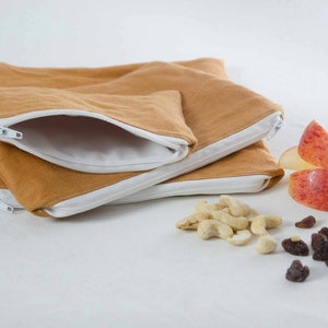 Zippered Linen PUL Bags Snack Bags Wet Bags Bread Bags OEXO-TEX Cloth Kitchen Washable image 4