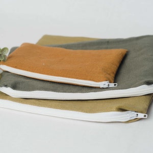 Zippered Linen PUL Bags Snack Bags Wet Bags Bread Bags OEXO-TEX Cloth Kitchen Washable image 2