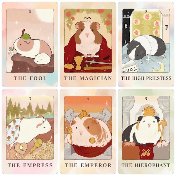 Chonky guinea pig tarot | 22tarot cards | Major Arcana Only | divination | guinea pig | cavy lover|chinchilla | hamster | Rabbit