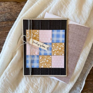 Patchwork Quilted Greeting Card | Cozy Handmade Thinking of You Card