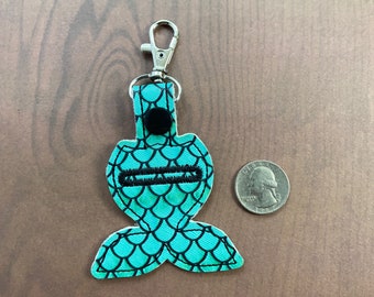 Aqua mermaid tail quarter holder, fish tail quarter keeper, shopping cart coin holder