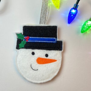 Snowman ornament gift card holder, keepsake ornament gift card pocket, Christmas ornament gift card holder