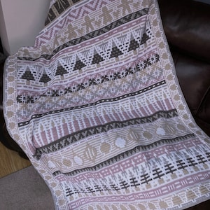 Handmade Mosaic Crochet Blanket/Throw, Multi Coloured Afghan, Christmas Themed Blanket