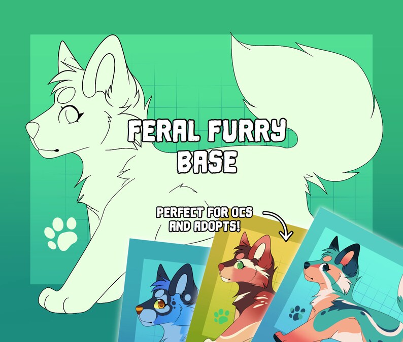 Furry Reference BASE DIY Feral Fursona Wolf | Etsy
