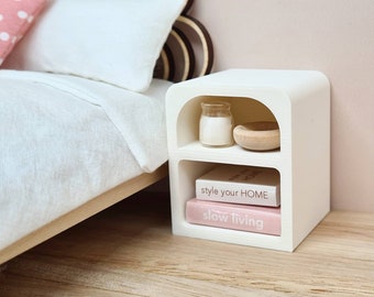 Dollhouse Nightstand, Arch Bedside Table, 1:12 Scale, Dollhouse Bedroom Furniture, Modern Miniatures, Gift for Kids, Girls Gift
