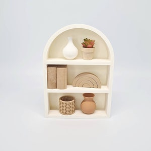 Dollhouse Bookcase, White Arch Bookshelf, 1:12 Scale, Modern Miniatures, Living Room Furniture, Gift for Kid, Girls Gift