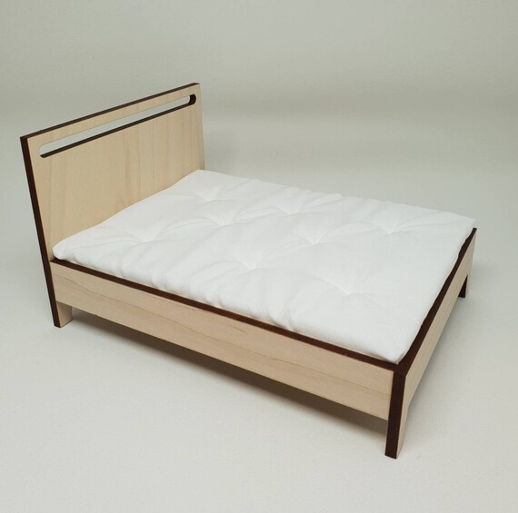 Clearance Contemporary Double Bed With Mattress Dollhouse Etsy