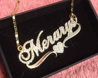 Sparkle Heart Underline Name Necklace 