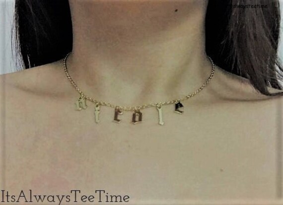 Dangle Letter Name Necklace Old English 