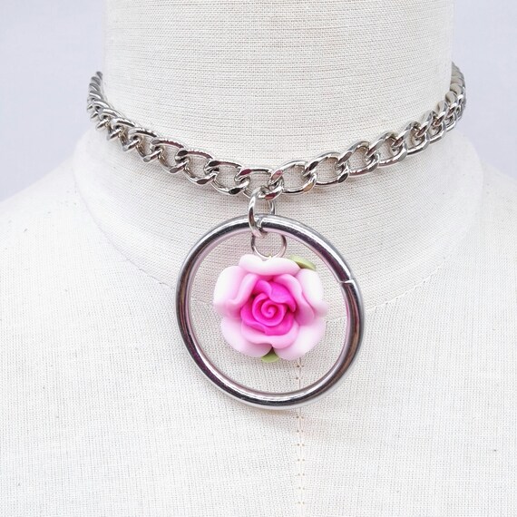 O Ring Choker W Resin Flower O Ring Collar Choker Necklace Etsy O Ring Choker W Resin Flower O Ring Collar Choker Necklace Etsy