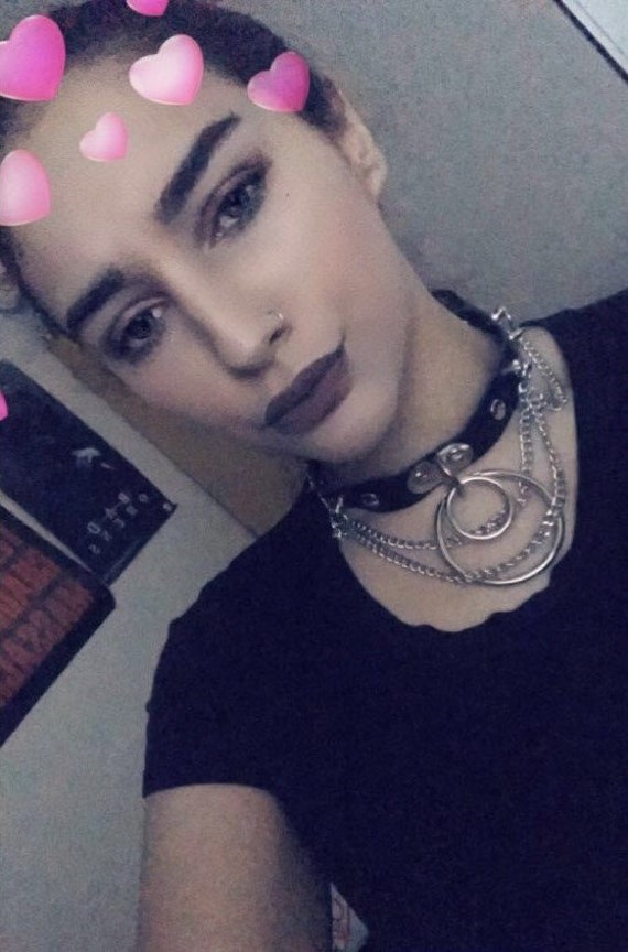 Double O Ring Leather Choker With Chains O Ring Collar Etsy Double O Ring Leather Choker With Chains O Ring Collar Etsy