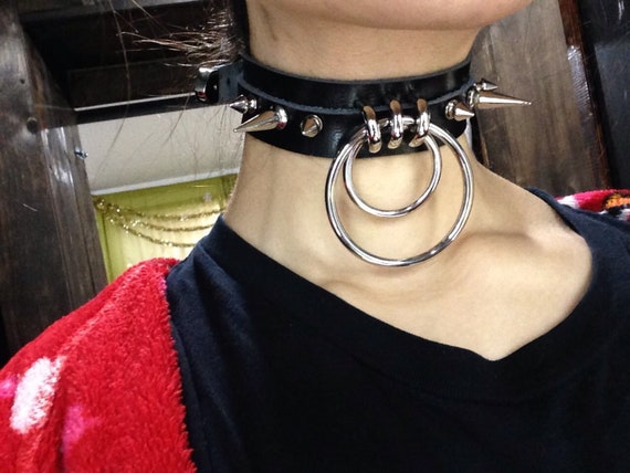 Double O Ring And Spike Choker Spiked Choker Spiked Collar Etsy