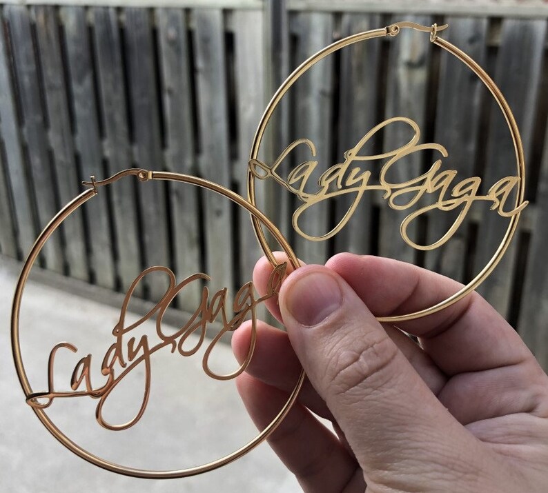 Name Hoop Earrings Custom Hoops Custom Hoop Earrings Custom Etsy