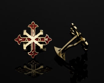 Order of St. George/Cufflinks/Silver/Red Enamel/Cross