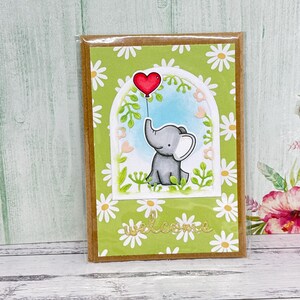 Handmade baby card with adorable elephant | baby welcome card | neutral colours