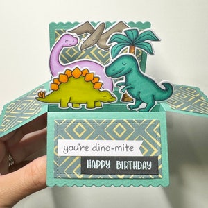Unique Handmade Kids Birthday Card with Fun Dinosaurs