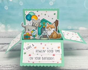 Dog pop up box card birthday card| | animals | great outdoors | pet lover card