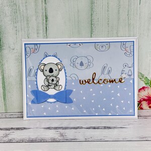 Handmade baby card with cute koala  | Baby boy | baby welcome card | unique
