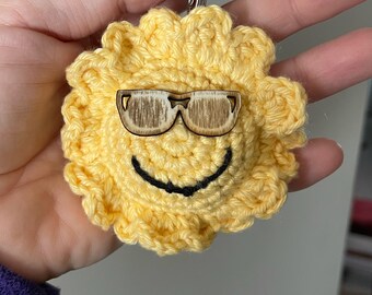 Crochet sunshine keyring in cotton | bright keyring | you are my sunshine