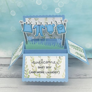 Pop up box baby card | Pop up welcome baby card | lawn fawn card