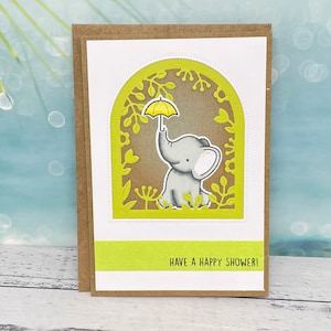 Handmade baby shower card with elephant, cute baby shower card