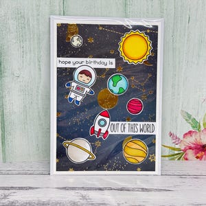 Handmade space birthday card | out of this world