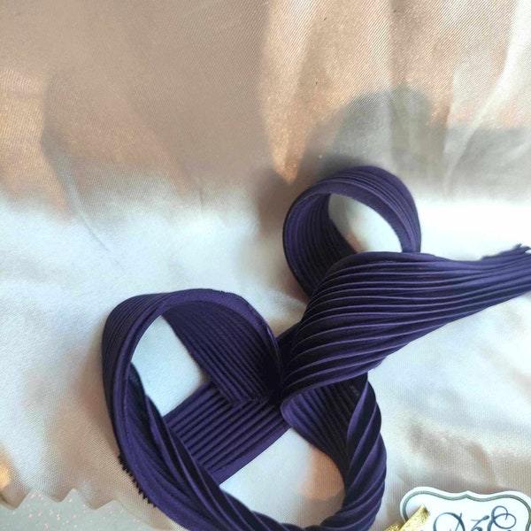 Silk Shibori Ribbon N66, Shibori Ribbon, Natural Silk, Non-toxic paint, shibori jewelry making, Jewelry making and beading, dark purple silk