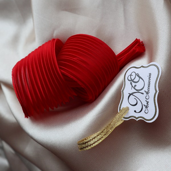 Silk Shibori Ribbon N10, Shibori Ribbon, Natural Silk, Non-toxic paint, shibori jewelry, Jewelry making, beading, red shibori