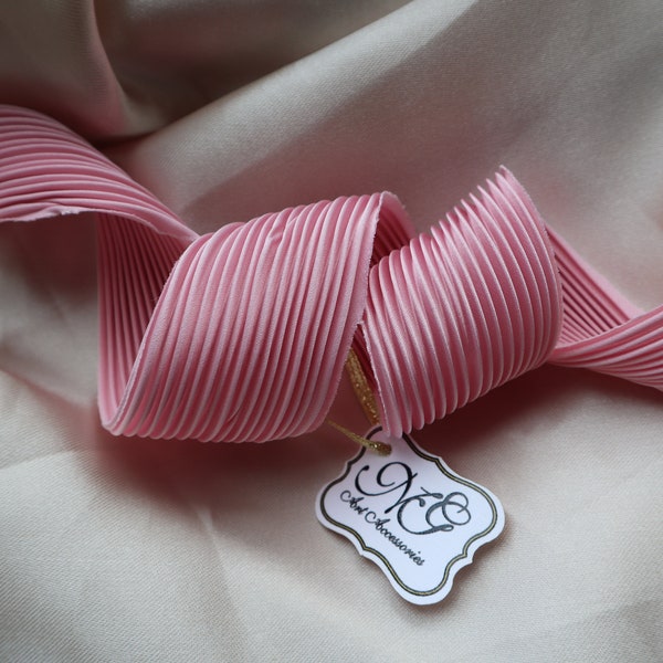 Silk Shibori Ribbon N2, Shibori Ribbon, Natural Silk, Non-toxic paint, shibori jewelry, Jewelry making, beading, light pink shibori ribbon