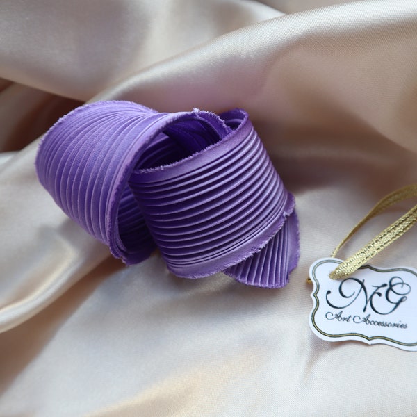 Silk Shibori Ribbon C4, Shibori Ribbon, Natural Silk, Non-toxic paint, shibori jewelry making, Jewelry making and beading, purple silk
