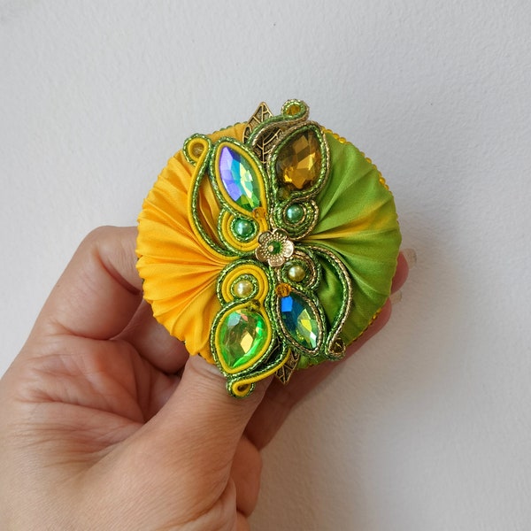 Silk Shibori brooch for women, Unique Gift for her, Shibori jewelry, Exclusive gift, Soutache brooch