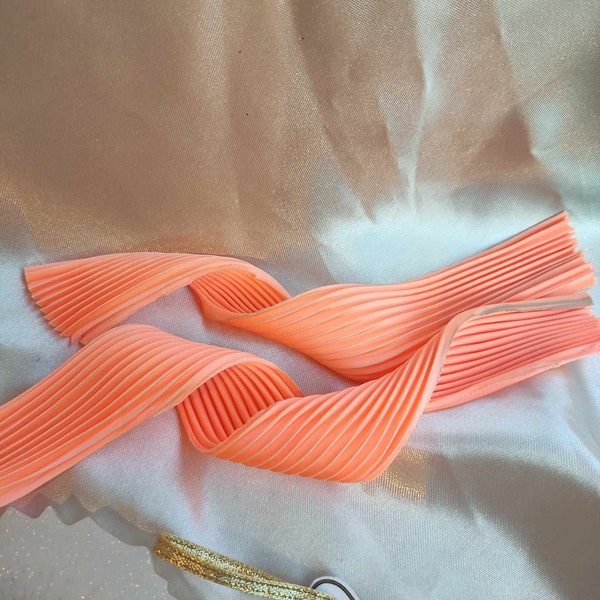 Silk Shibori Ribbon N64, made with Natural Silk and Non-toxic paint for shibori jewelry making and beading, atomic tangerine silk