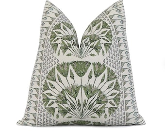 Thibaut Cairo grönt blommigt örngott med dragkedja, designer Anna French, dubbelsidigt