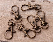 15pcs Antique Brass Swivel Clasp 32 10mm Snap Hook Large Metal Lobster Clasp Leatherware Accessories Bag Hardware