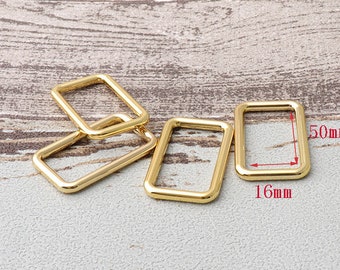 4pcs 2" Gold Rectangle Rings Purse Ring Strap Rectangle Buckle Purse Handbag Notions Leather Craft Hardware