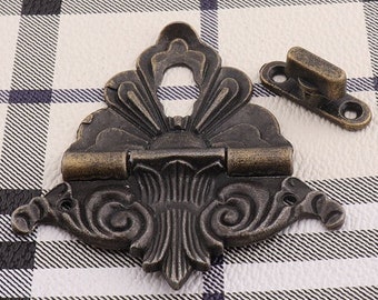antique embossed box latch-70mm-Vintage hasp box hardware chest suitcase buckle metal lock catch wooden boxes making