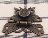 antique embossed box latch 50 45mm Vintage hasp quot butterfly quot box hardware chest suitcase buckle metal lock catch boxes making