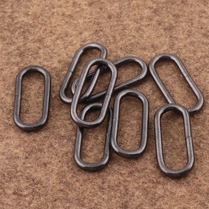 Anillos ovalados Gunmetal 10pcs 18 * 6mm hebilla hebilla anillo anillo correa anillo rectangular correa anillo bolso cuero artesanía hardware
