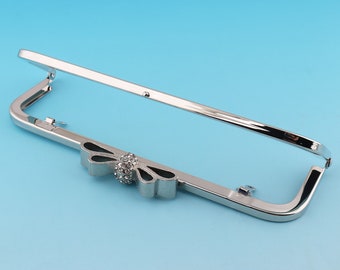 5.5cm Diamond Purse Frame Bow Clutch Clasp Arched Purse Frame Handbag Charming Jewelry Frame Silver Bag Frame 16