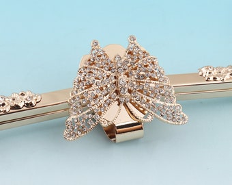 5.5cm Diamond Purse Frame Bow Clutch Clasp Arched Purse Frame Handbag Charming Jewelry Frame Silver Bag Frame 16