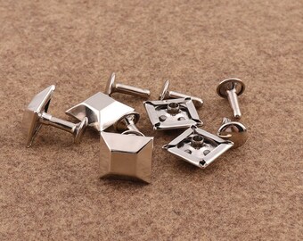 18mm Silver Rivets Metal Button Rectangle Cap Rivets Double Capped Rivets Double head Rivet Studs for Bag Belt Leather Craft