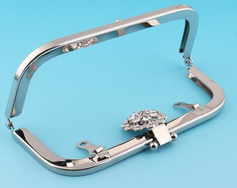 5.5cm Diamond Purse Frame Bow Clutch Clasp Arched Purse Frame Handbag Charming Jewelry Frame Silver Bag Frame 16