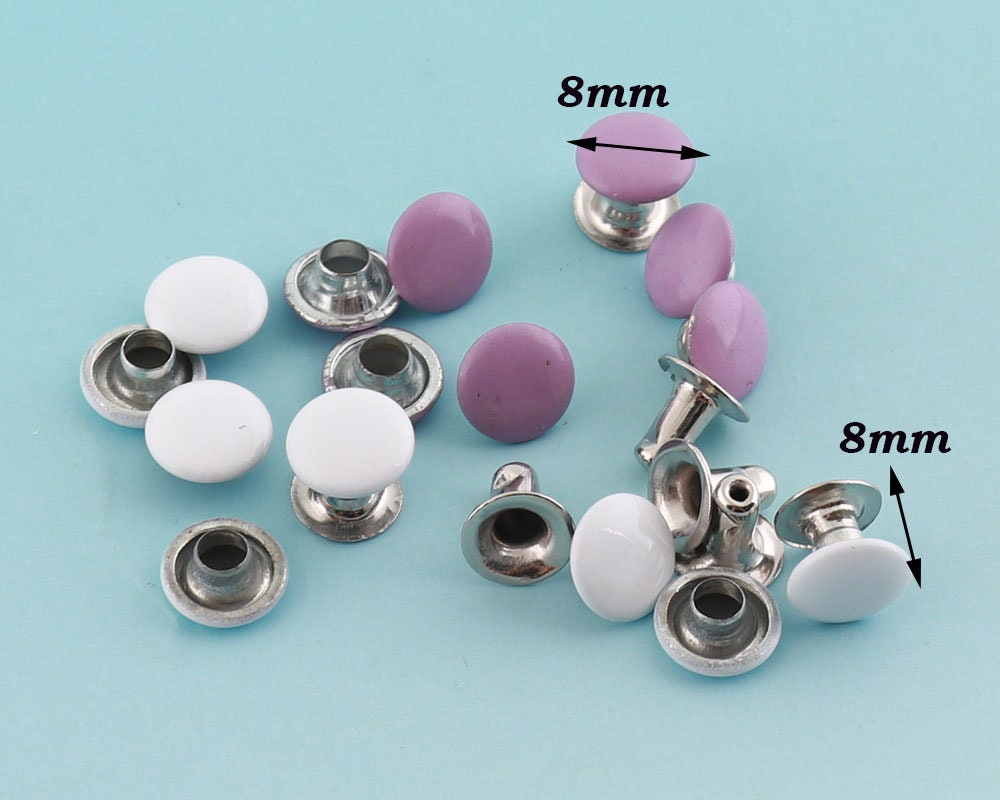 White/purple Rivets 200sets 87mm Metal Button Double Capped | Etsy